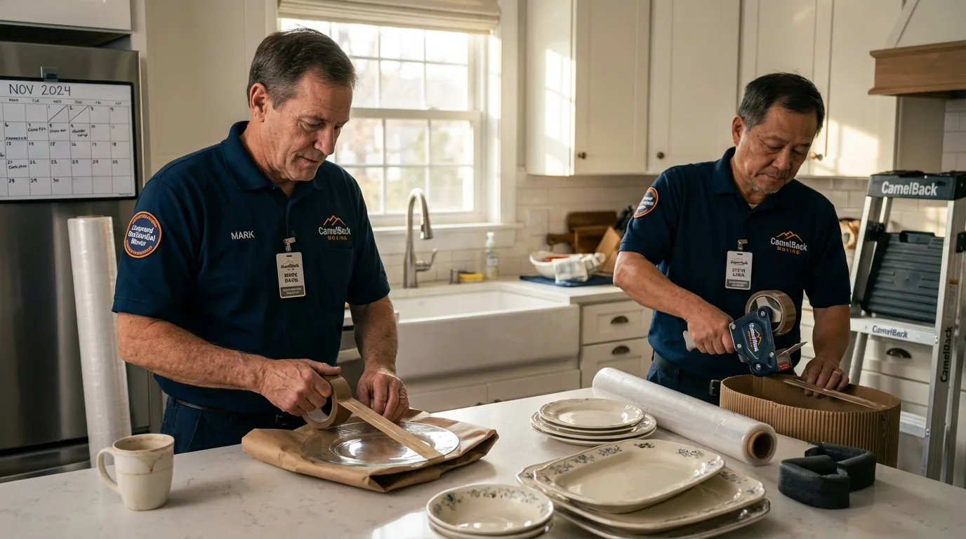 Professional crew packing kitchen dishware in Brookhaven, MS